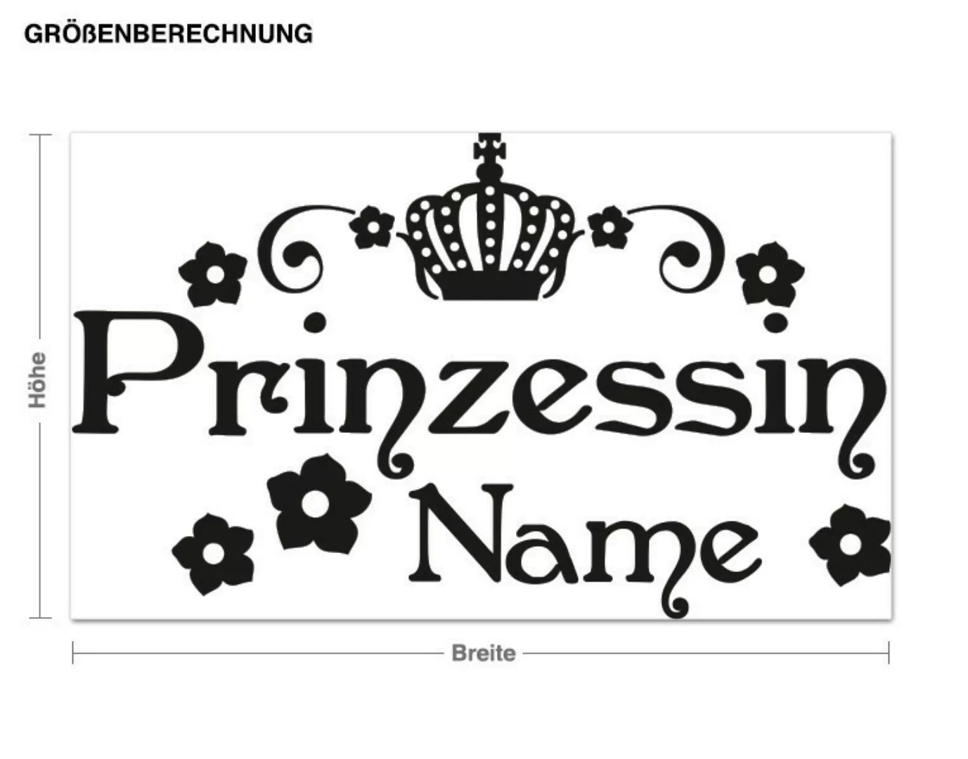 Wunschtext-Wandtattoo Kinderzimmer Wunschtext-Prinzessin günstig online kaufen