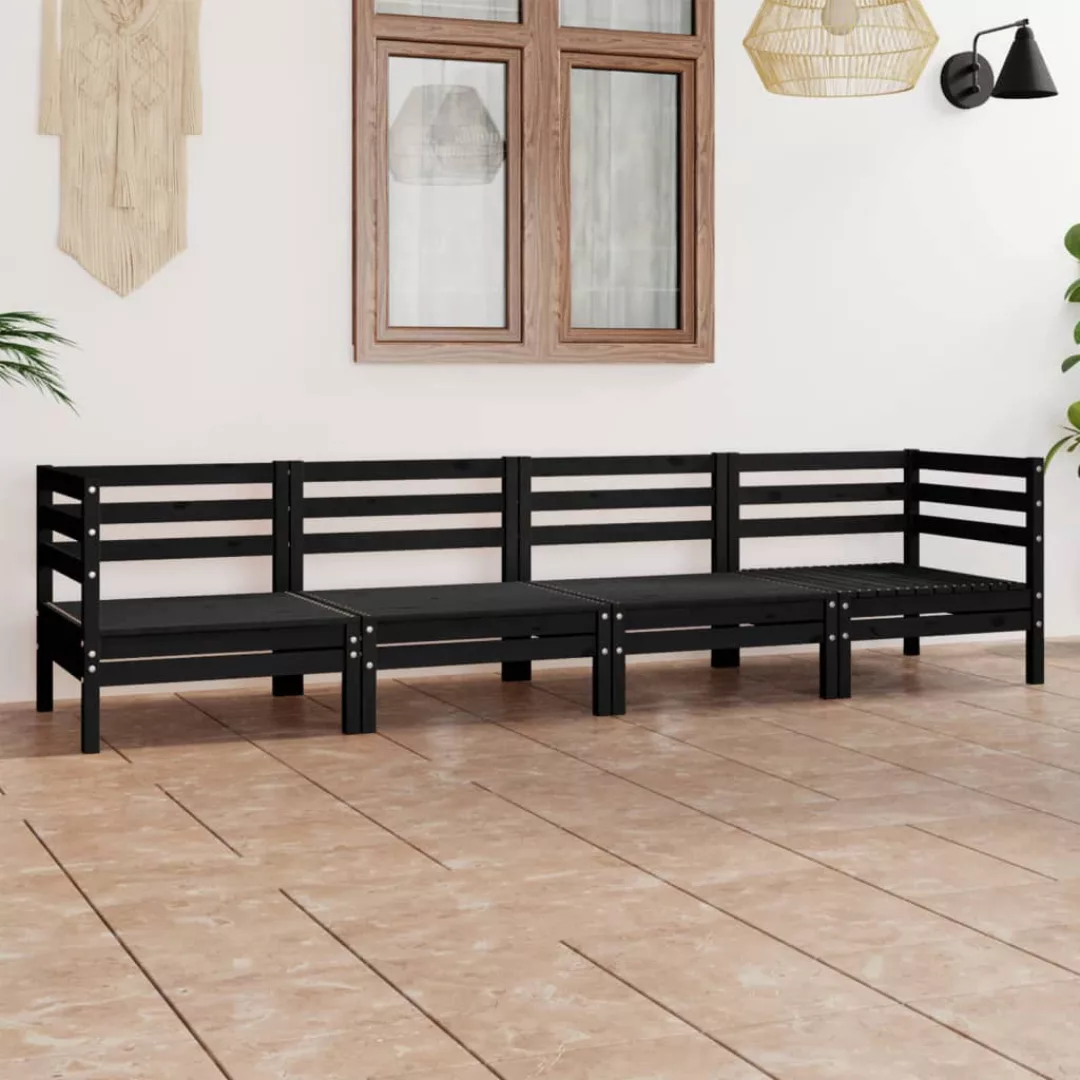 4-tlg. Garten-lounge-set Schwarz Massivholz Kiefer günstig online kaufen