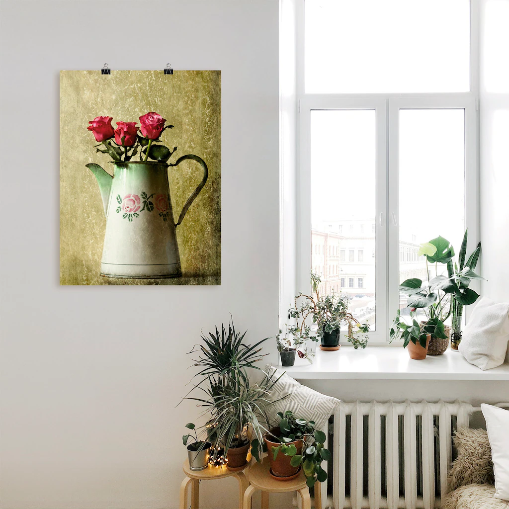 Artland Wandbild "Drei Rosen in einer alten Kanne", Arrangements, (1 St.), günstig online kaufen