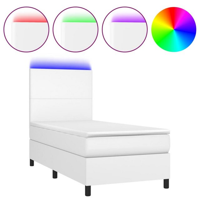 vidaXL Boxspringbett Boxspringbett mit Matratze & LED Kunstleder (90 x 190 günstig online kaufen