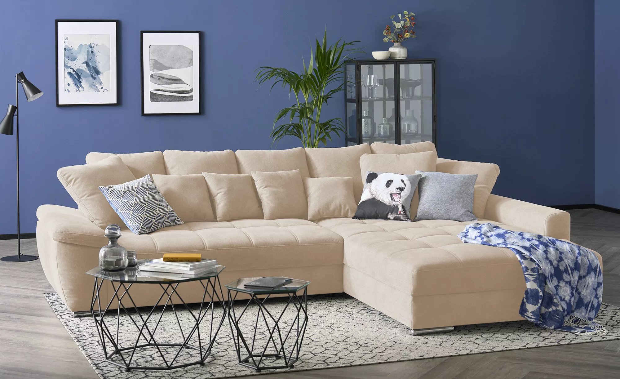 Ecksofa  mit pflegeleichtem Bezugsstoff  Farina ¦ beige ¦ Maße (cm): B: 323 günstig online kaufen