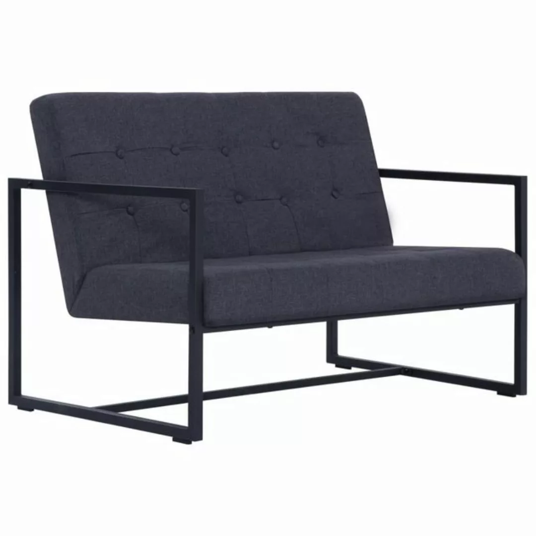 vidaXL Sofa 2-Sitzer-Sofa mit Armlehnen Dunkelgrau Stahl und Stoff Couch günstig online kaufen