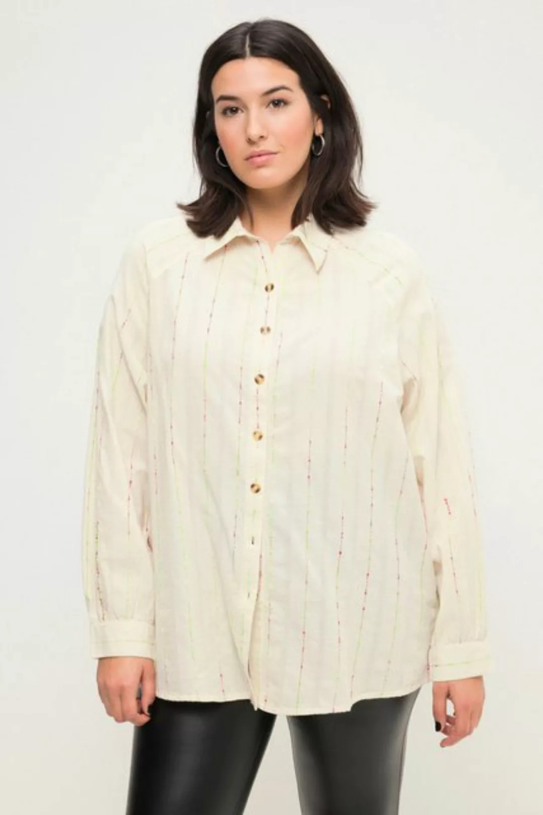 Studio Untold Hemdbluse Bluse oversized Color-Noppen Hemdkragen Langarm günstig online kaufen