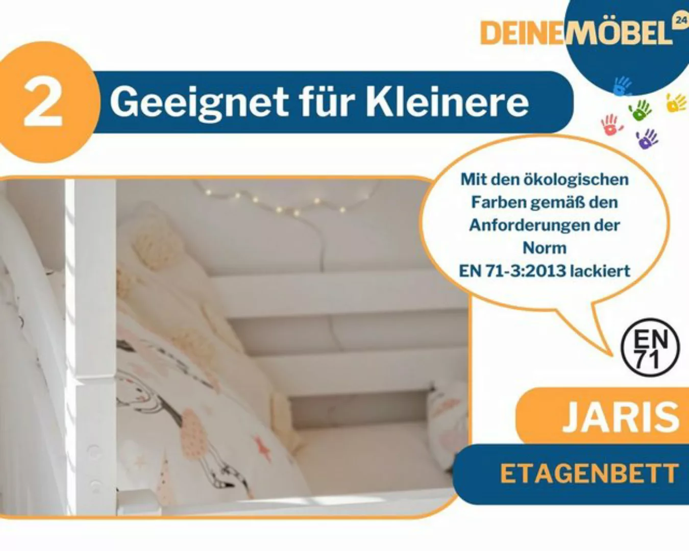 Deine Möbel 24 Etagenbett JARIS für 3 Kinder 90x200 Weiss ohne Matratzen / günstig online kaufen