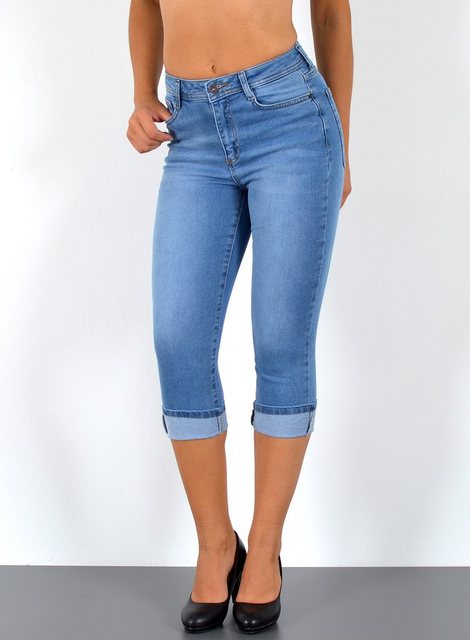 ESRA Caprijeans Sommer Hose Damen Capri Jeans High Waist kurze Jeans bis Üb günstig online kaufen