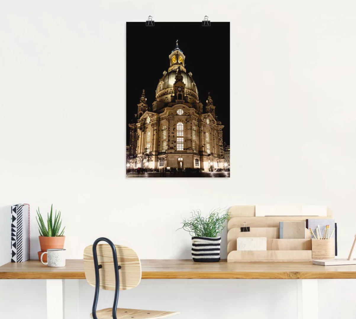 Artland Wandbild "Erleuchtete Frauenkirche in Dresden", Gebäude, (1 St.), a günstig online kaufen