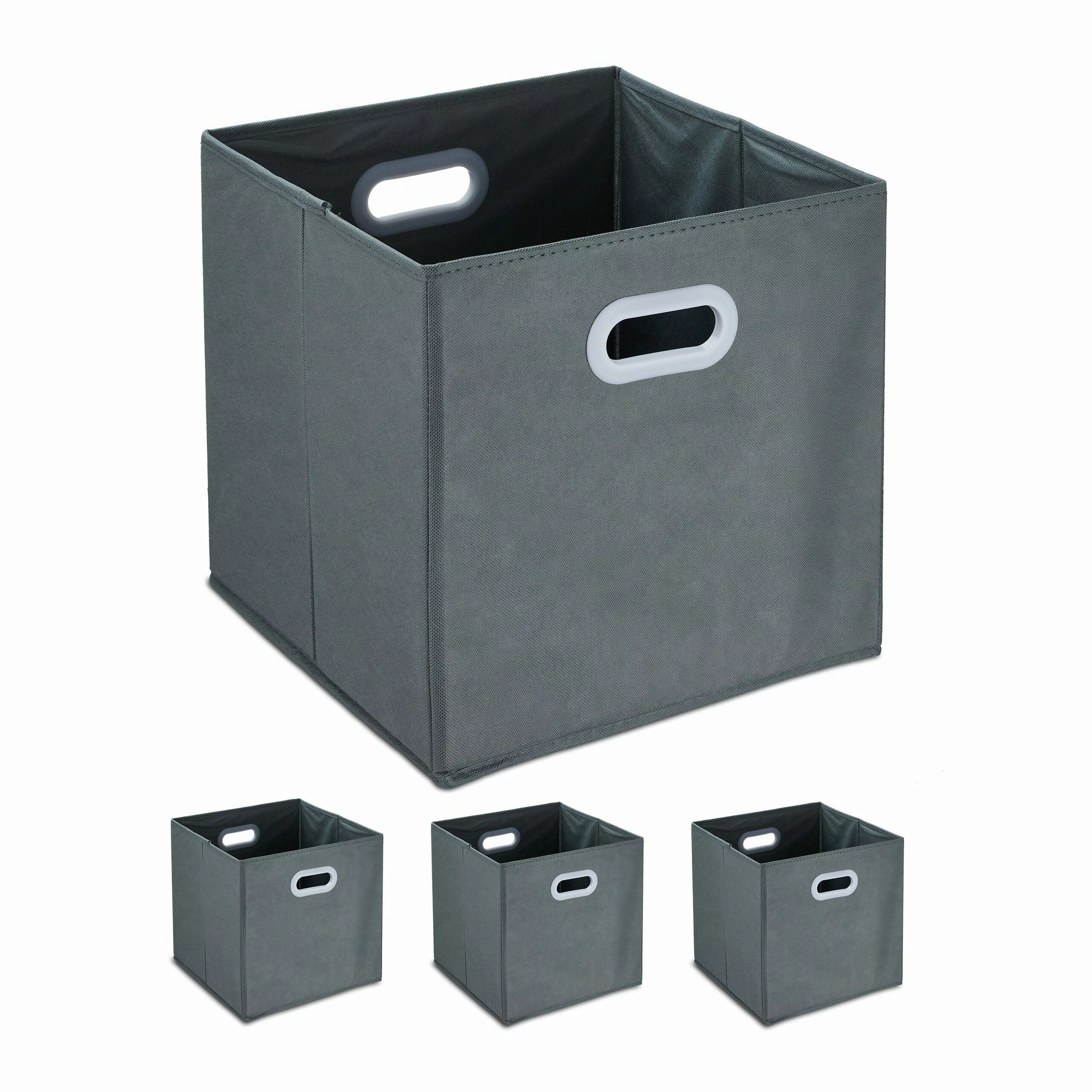 relaxdays Aufbewahrungsbox Graue Aufbewahrungsbox im 4er günstig online kaufen