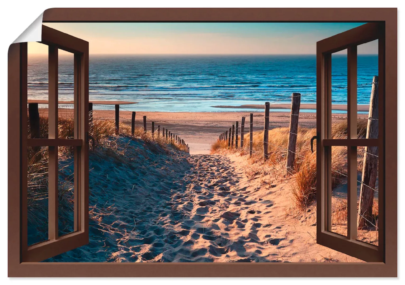 Artland Wandbild "Fensterblick Weg zum Nordseestrand", Strand, (1 St.), als günstig online kaufen