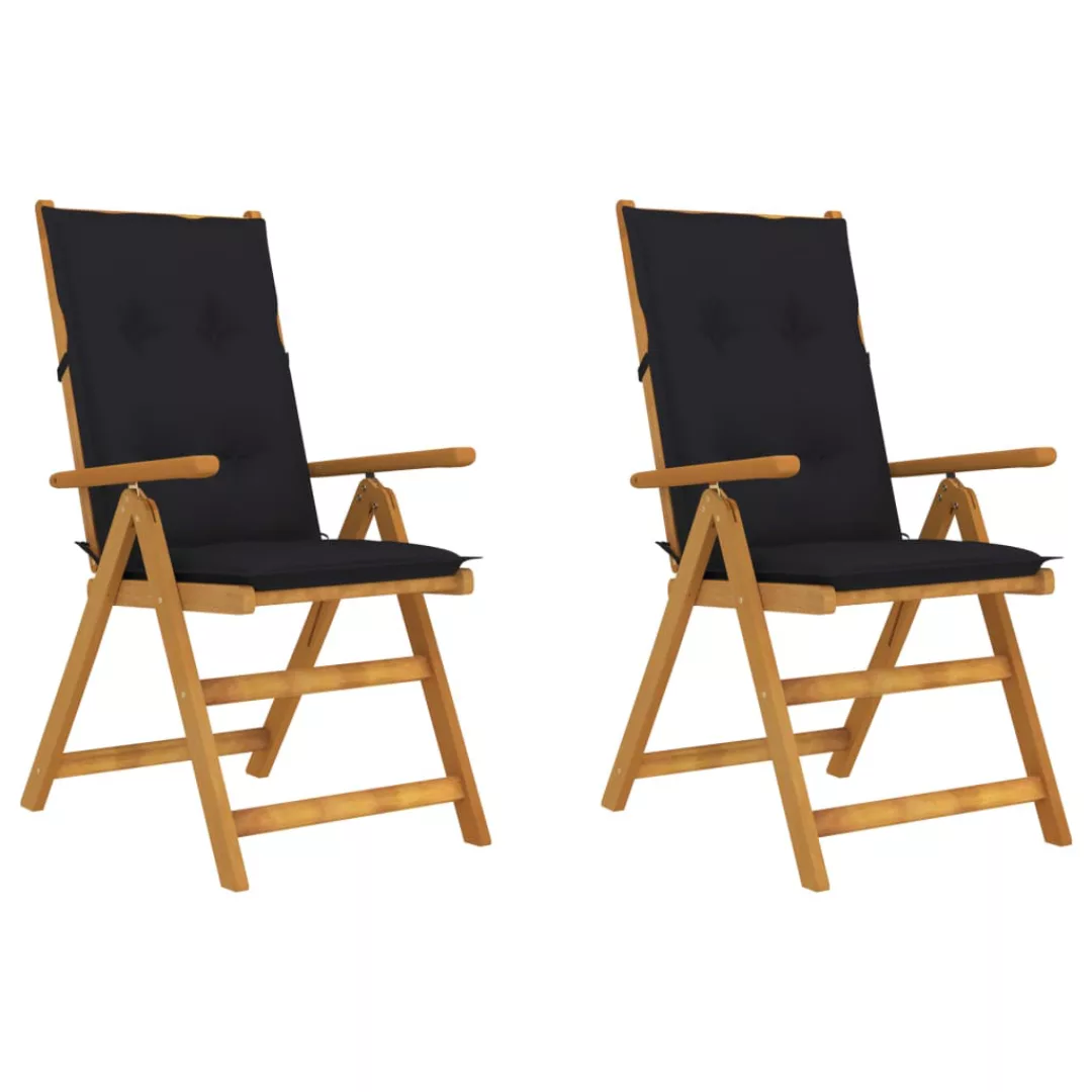 Verstellbare Gartenstühle 2 Stk. Mit Auflagen Massivholz Akazie günstig online kaufen