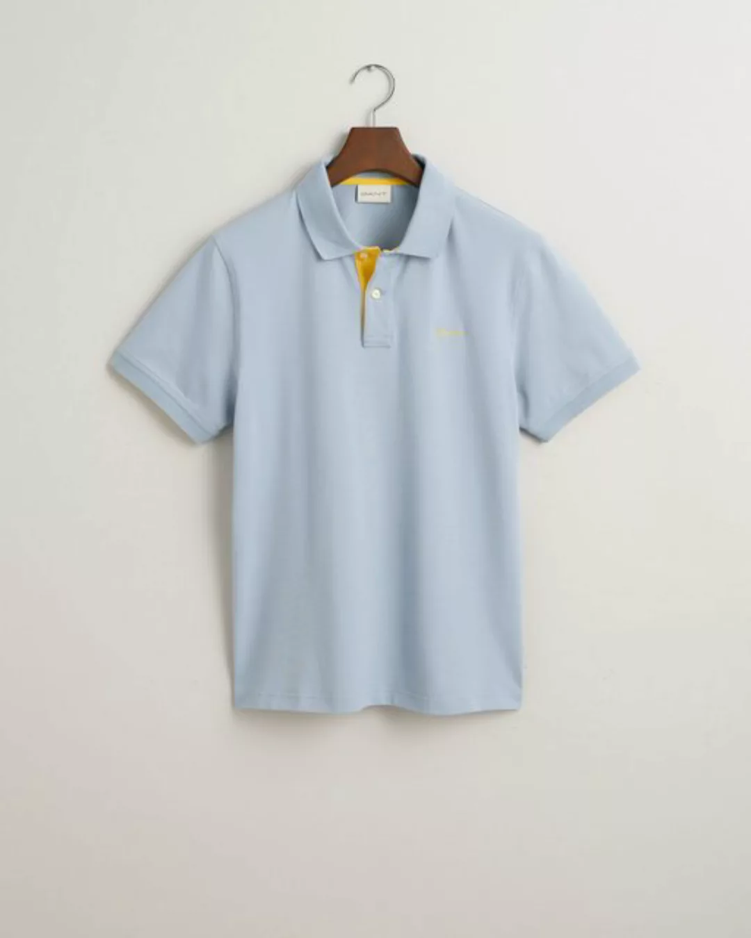 Gant Contrast Piqué Poloshirt Hellblau - Größe L günstig online kaufen