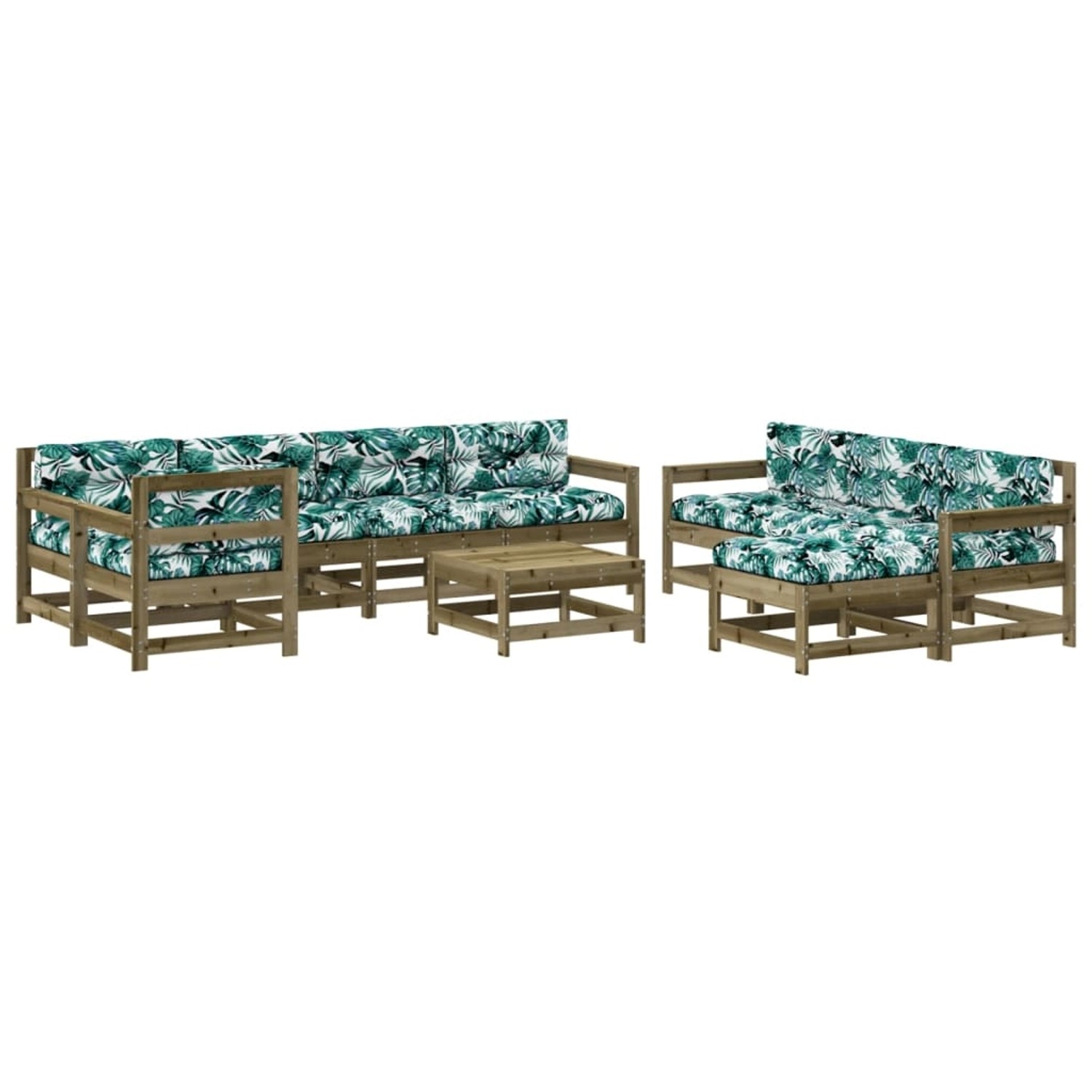 vidaXL 10-Tlg Garten-Lounge-Set mit Kissen Kiefernholz Imprägniert 3186087 günstig online kaufen