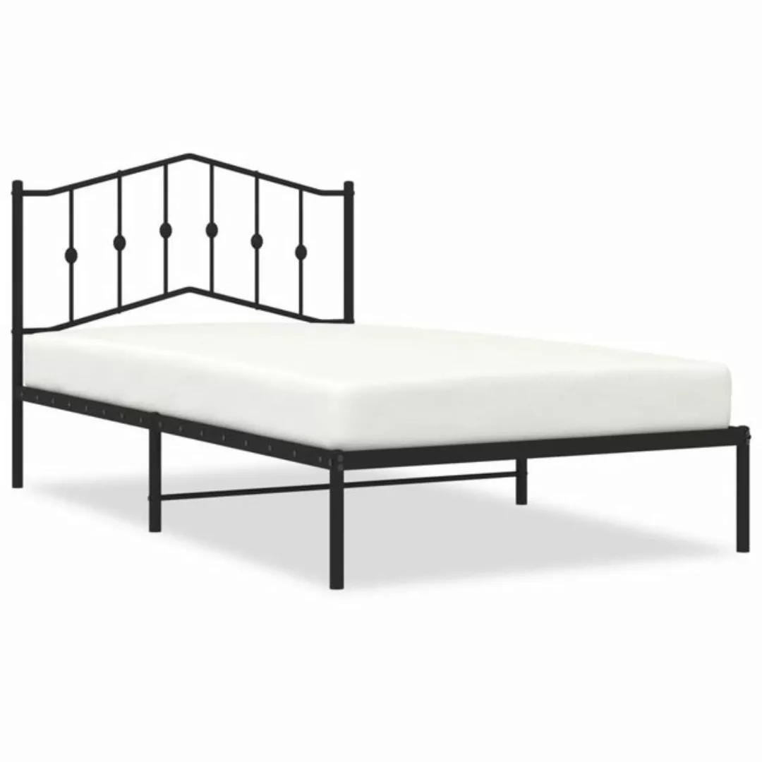 vidaXL Bettgestell, Bettrahmen mit Kopfteil Metall Schwarz 107x203 cm günstig online kaufen