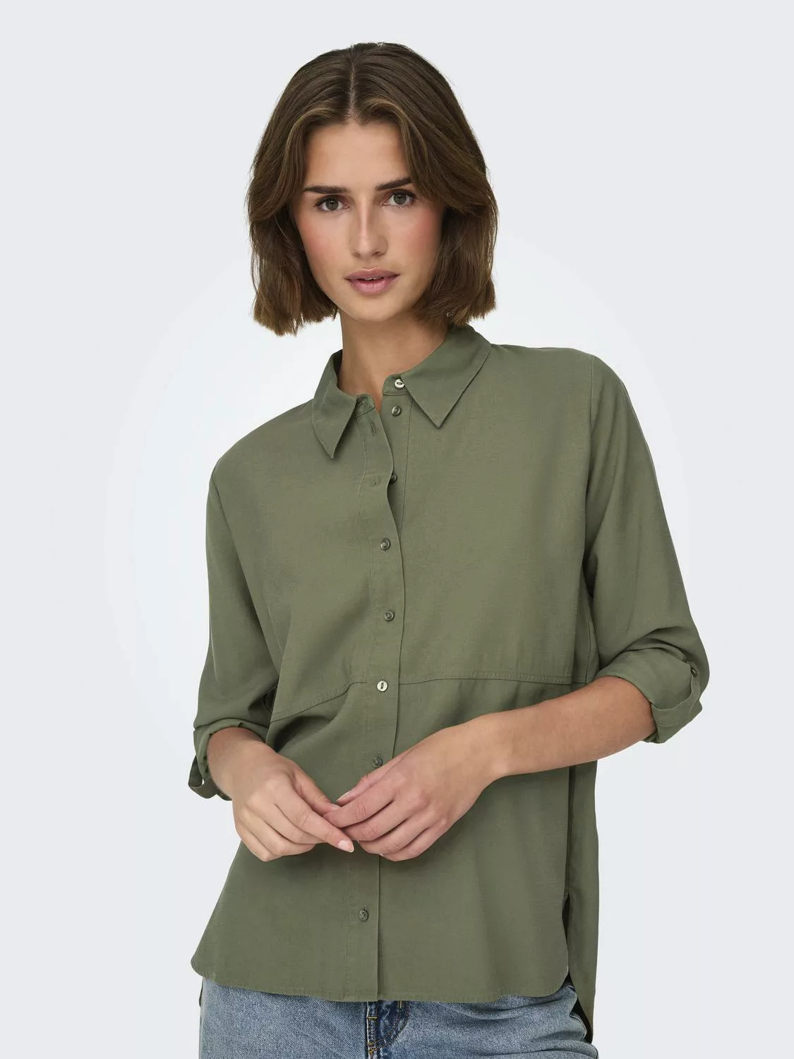 JACQUELINE de YONG Blusenshirt Bluse Hemdkragen Voluminöse Ärmel Bündchen 8 günstig online kaufen