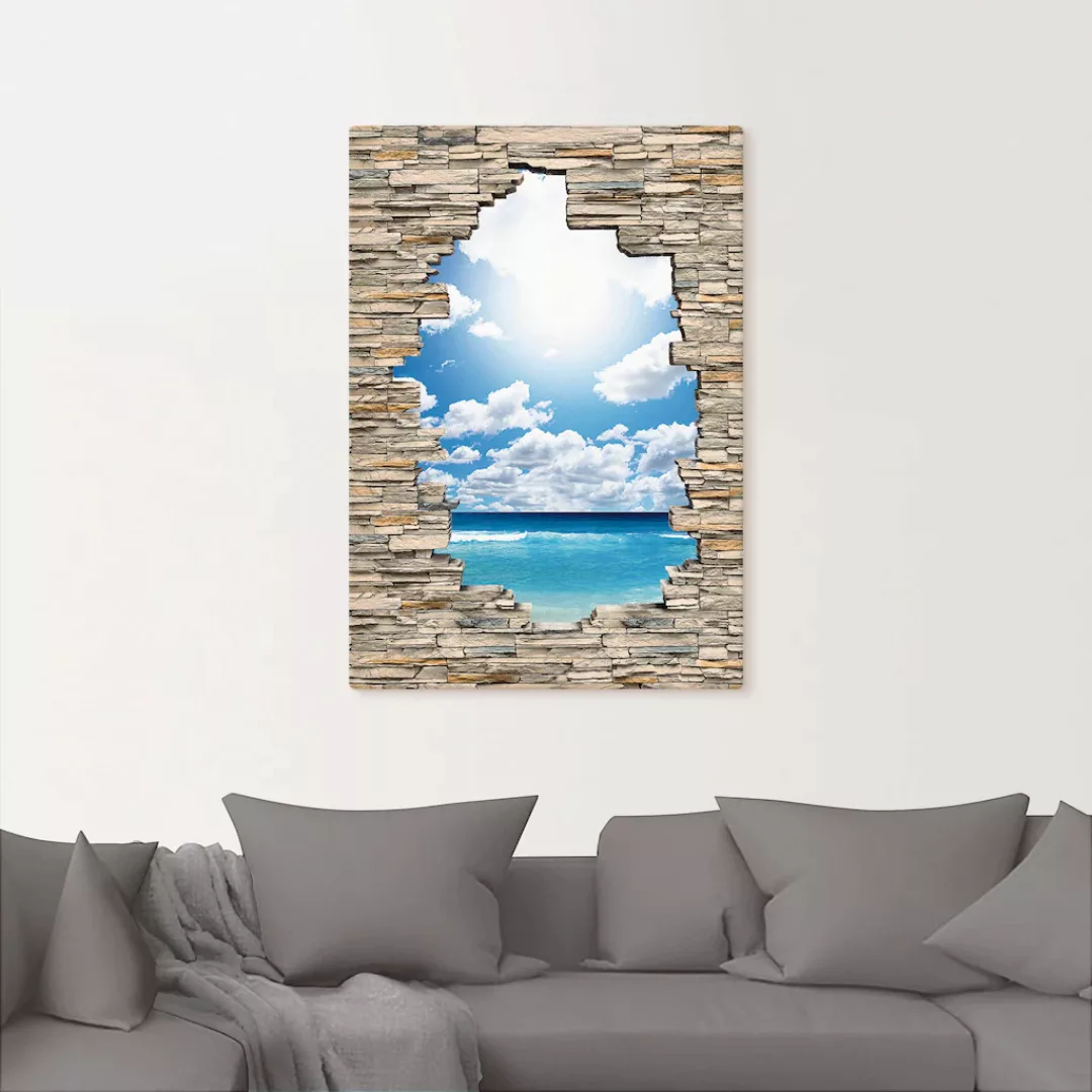 Artland Wandbild »Großartige Strandlandschaft Steinmauer«, Strandbilder, (1 günstig online kaufen