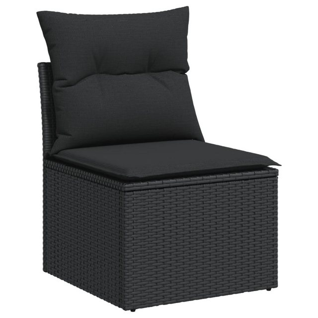 vidaXL Loungesofa Gartensofa ohne Armlehnen mit Kissen Schwarz Poly Rattan, günstig online kaufen