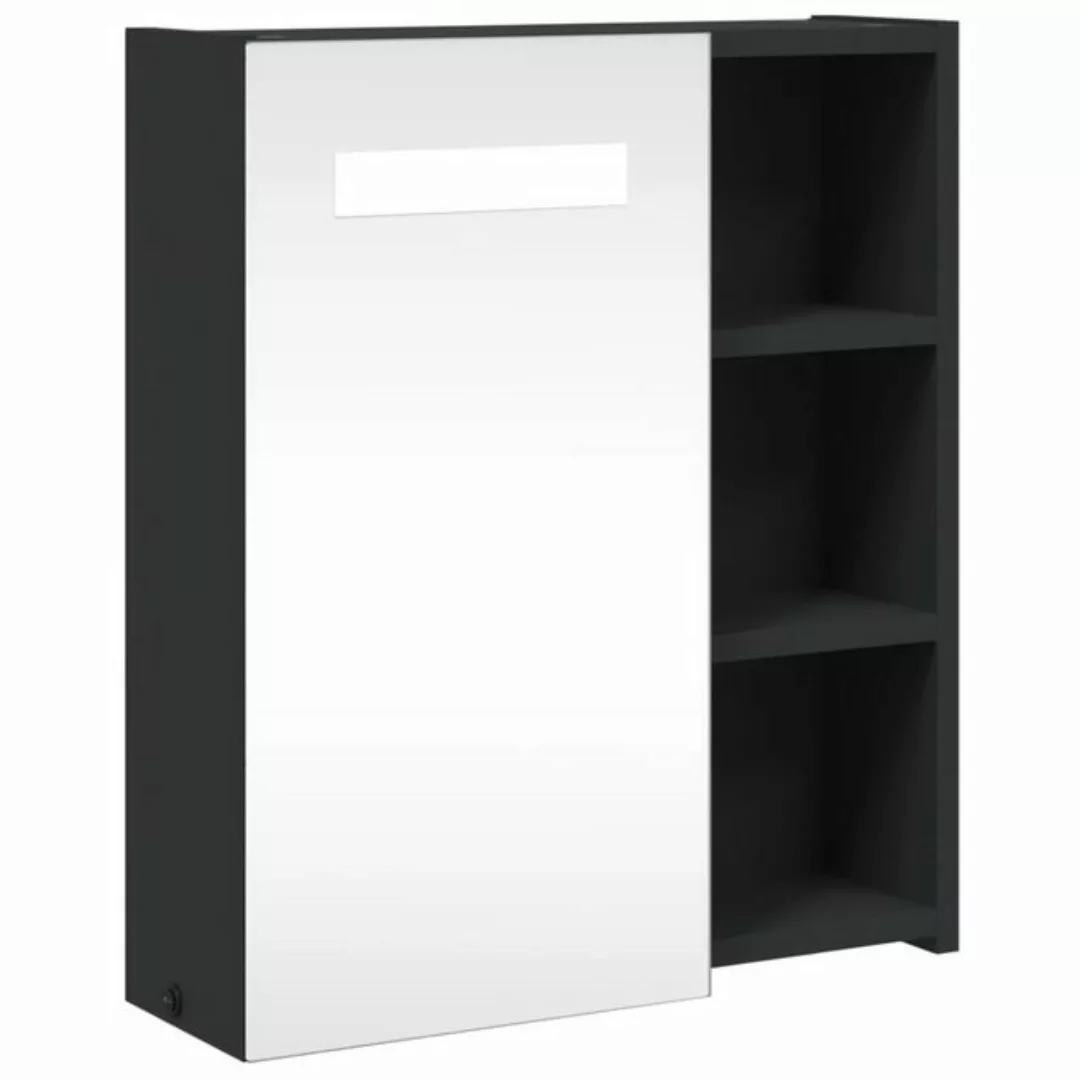 vidaXL Badezimmerspiegelschrank Spiegelschrank mit LED-Beleuchtung Schwarz günstig online kaufen