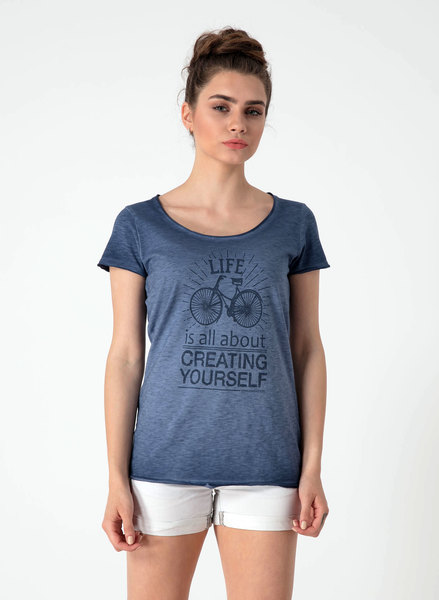 T-shirt Aus Bio Baumwolle Mit Fahrrad Motive Und Textaufdruck günstig online kaufen