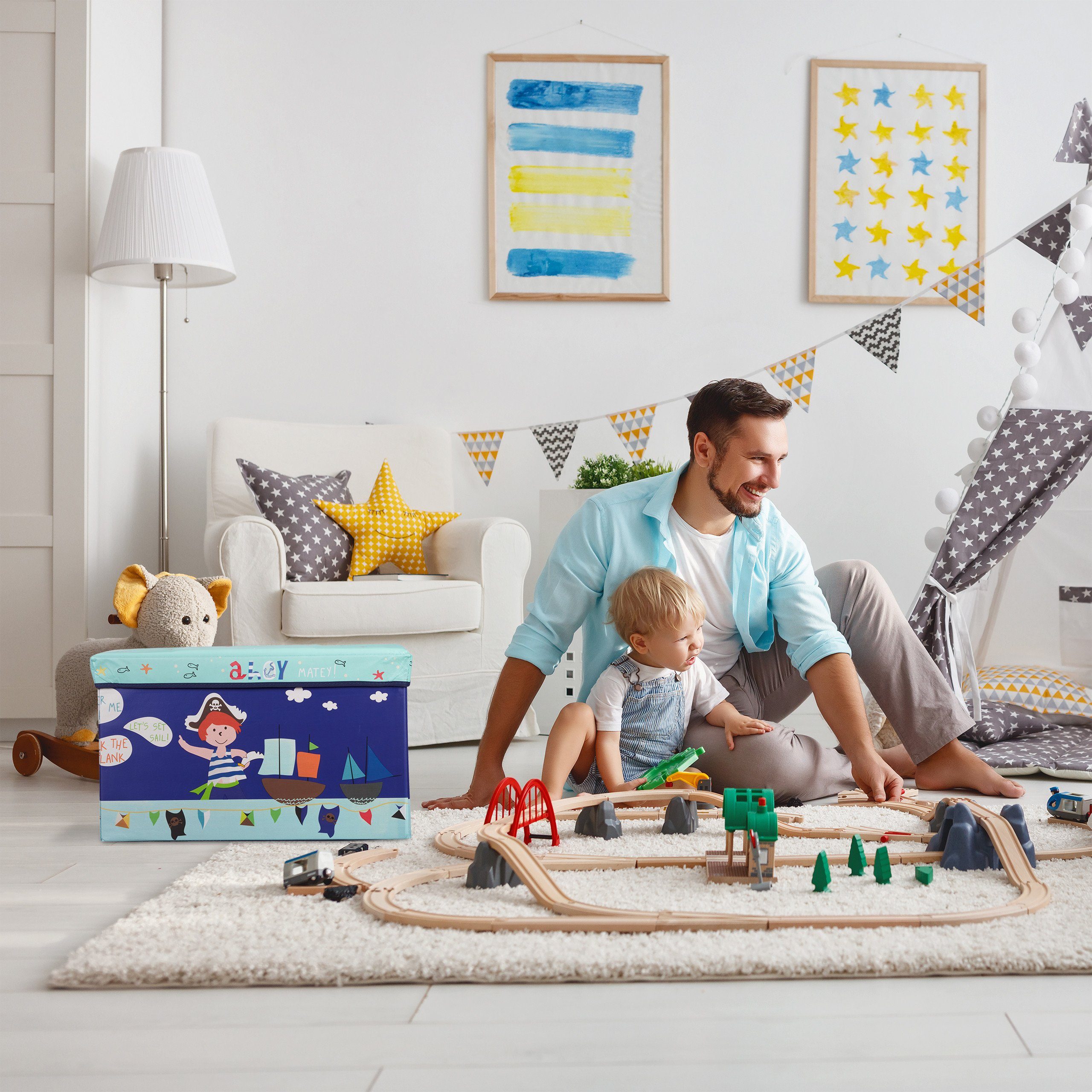 relaxdays Spielzeugtruhe Sitzbox für Kinder, Treasure günstig online kaufen