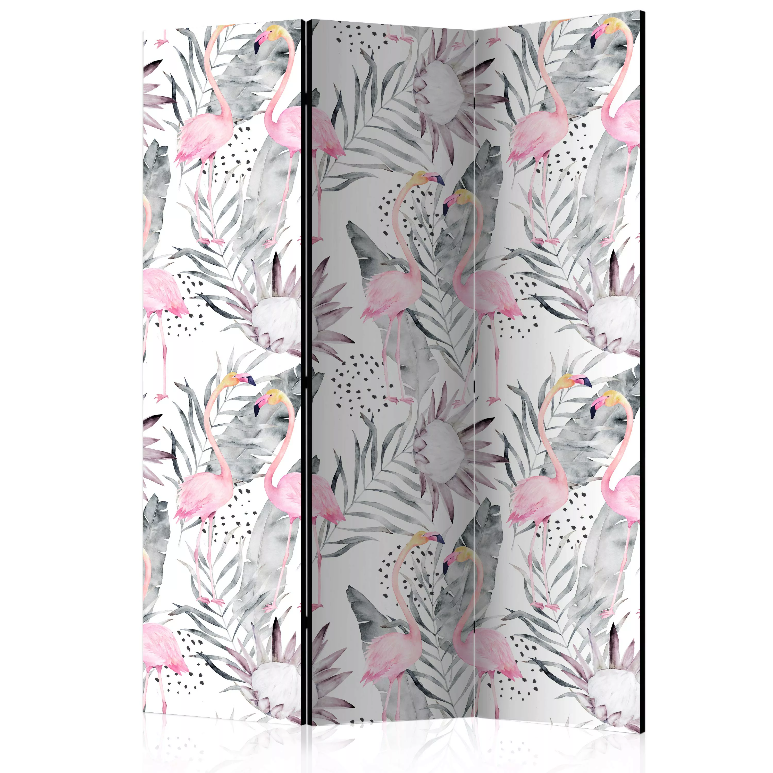 3-teiliges Paravent - Flamingos And Twigs [room Dividers] günstig online kaufen