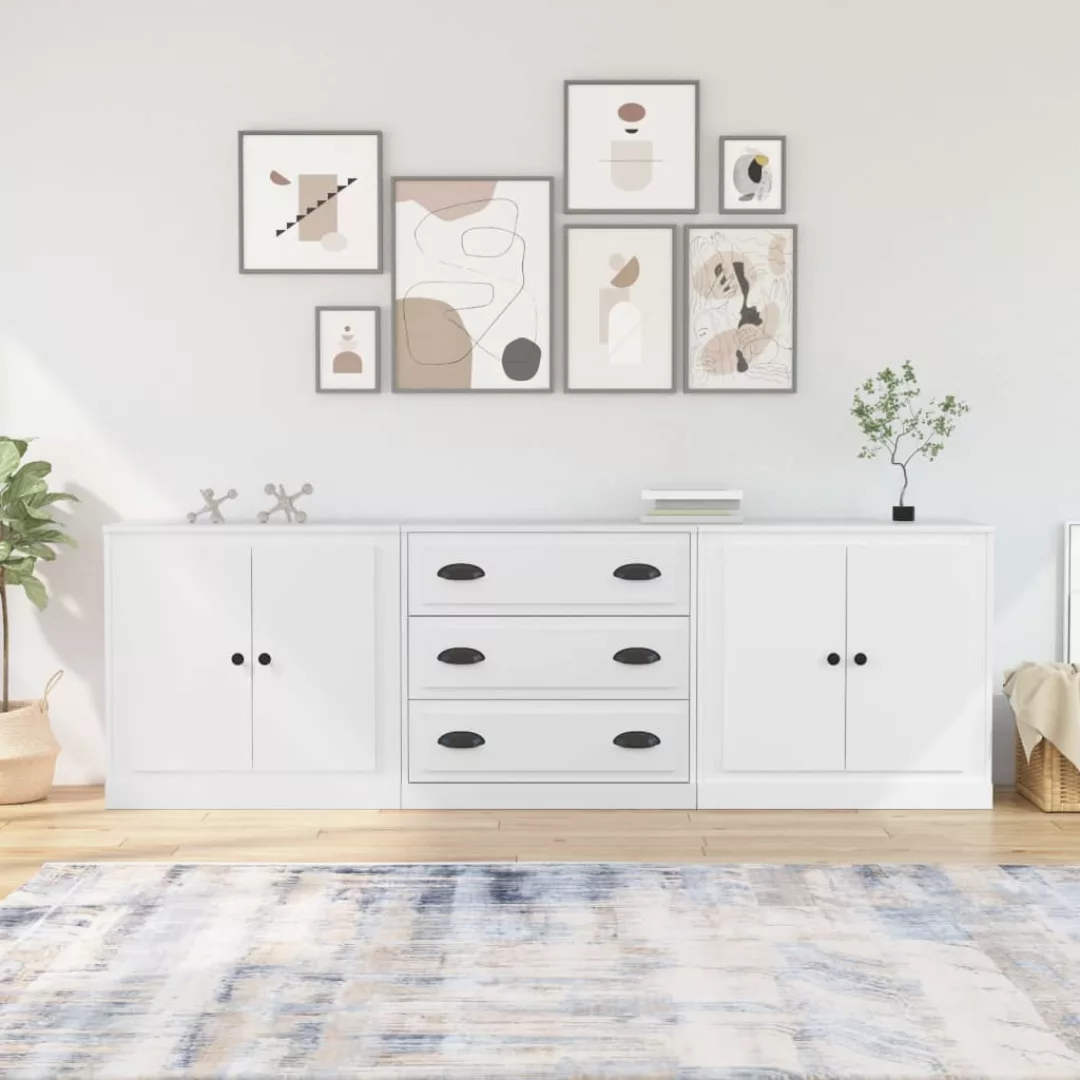 Vidaxl Sideboards 3 Stk. Weiß Holzwerkstoff günstig online kaufen