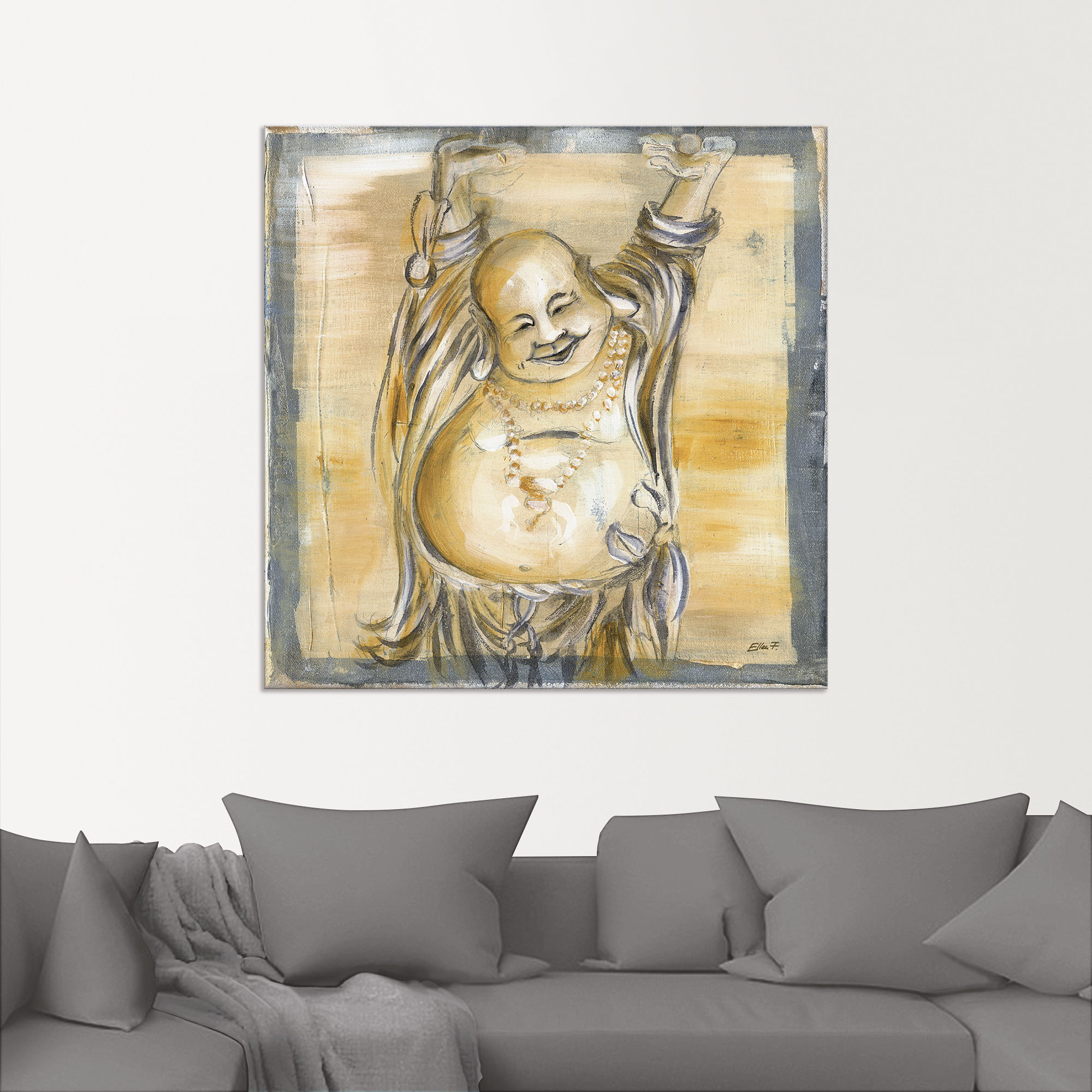 Artland Wandbild "Fröhlicher Buddha II", Religion, (1 St.), als Alubild, Ou günstig online kaufen