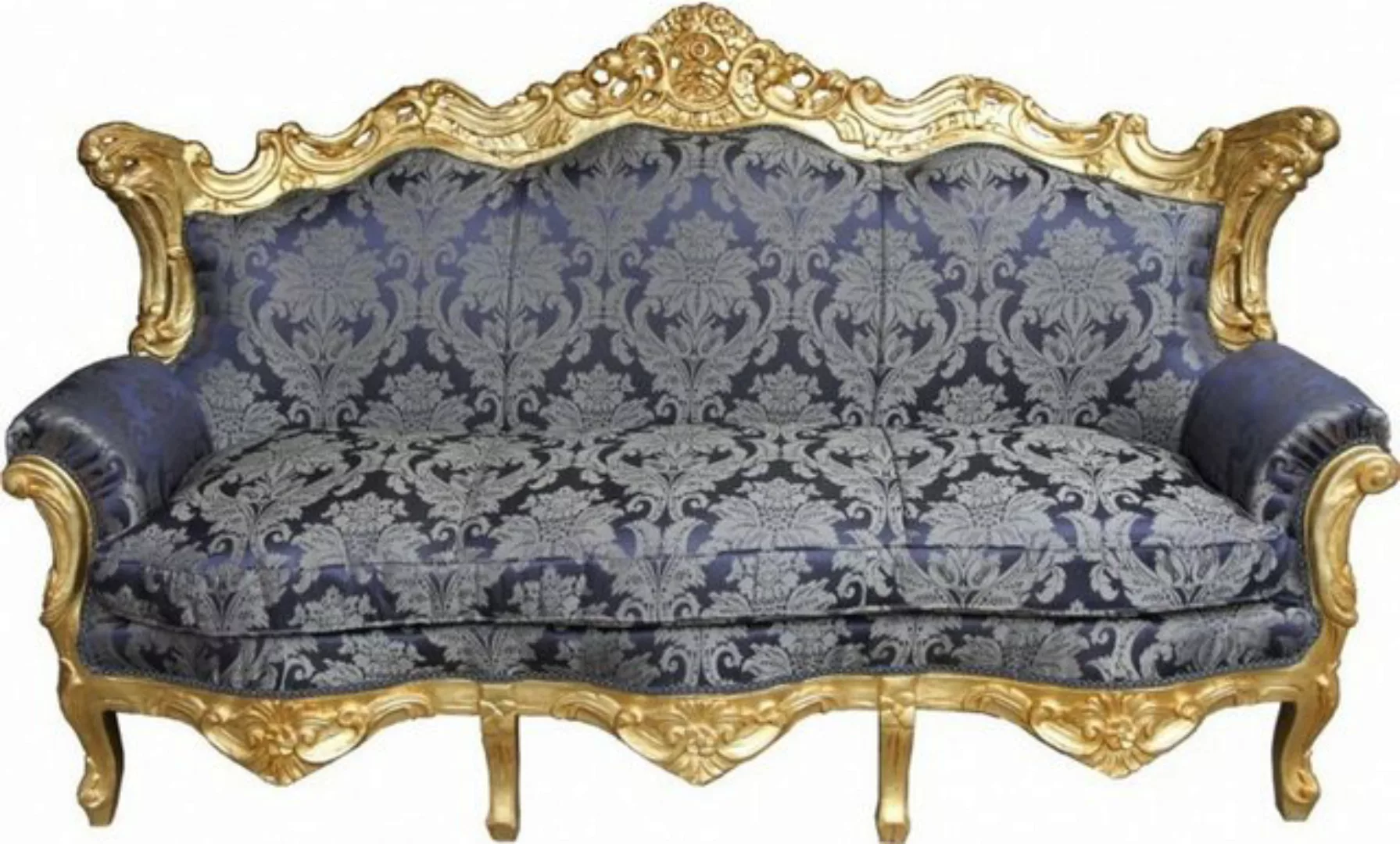Casa Padrino Sofa Barock Sofa Master Royal Blau Muster / Gold - Wohnzimmer günstig online kaufen