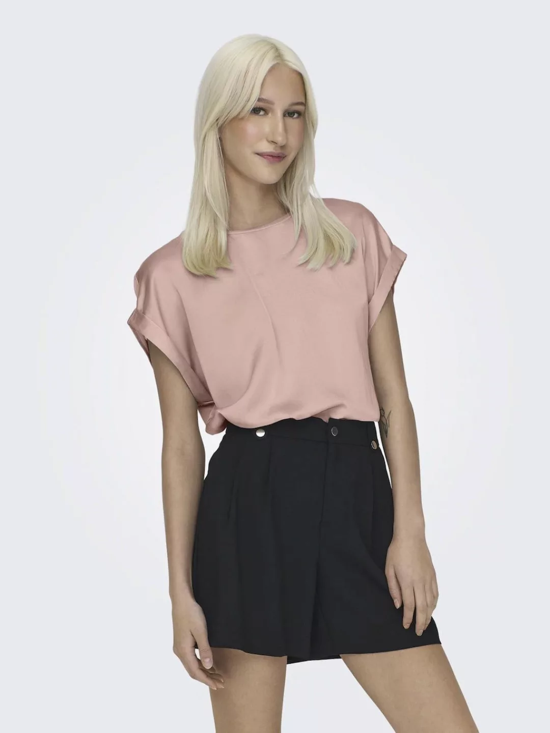 ONLY T-Shirt Glänzendes Silky Shirts Oberteil mit Seiden Optik 7589 in Türk günstig online kaufen