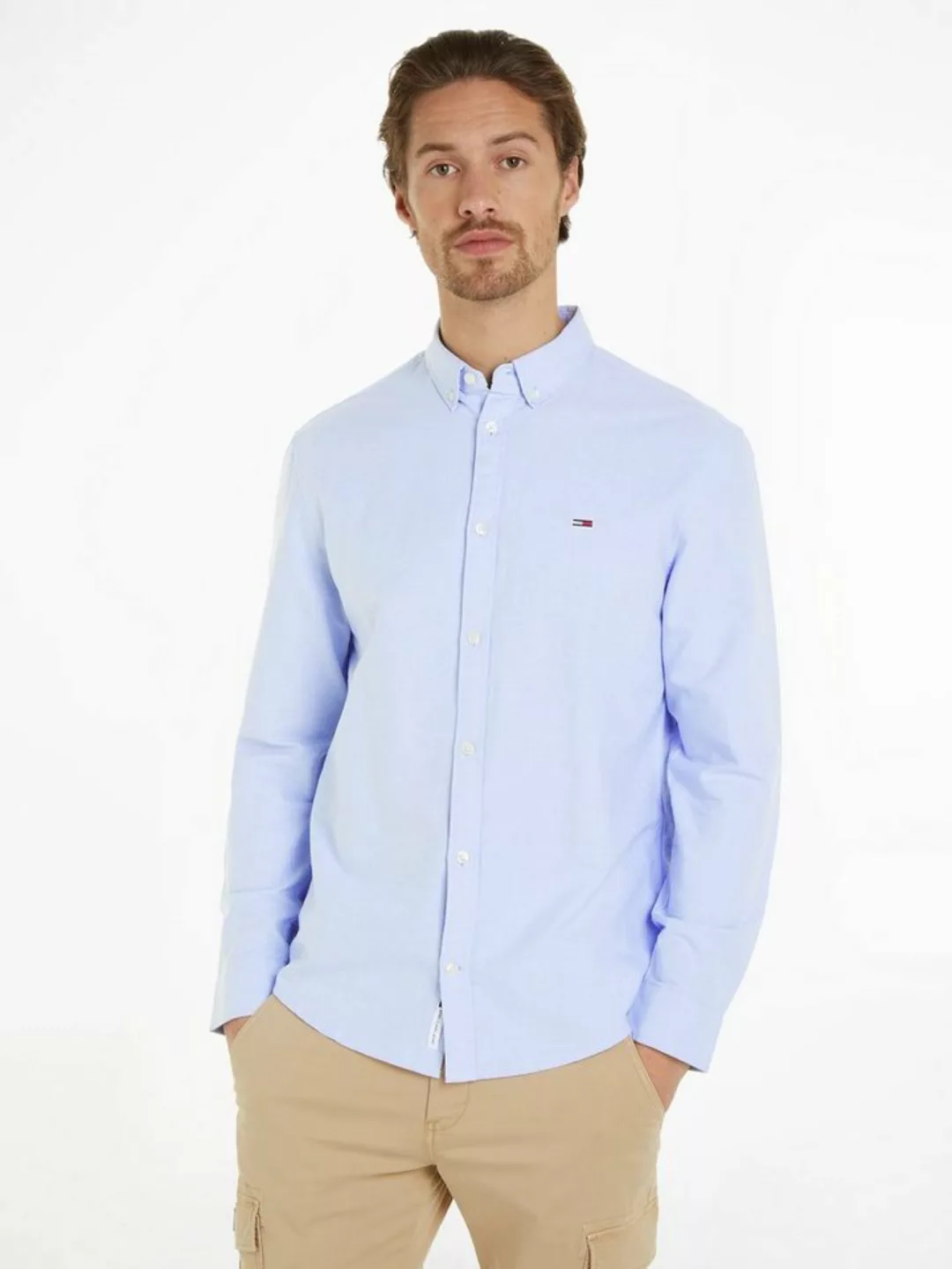 Tommy Jeans Langarmhemd TJM ENTRY REG OXFORD SHIRT mit Logoprägung günstig online kaufen