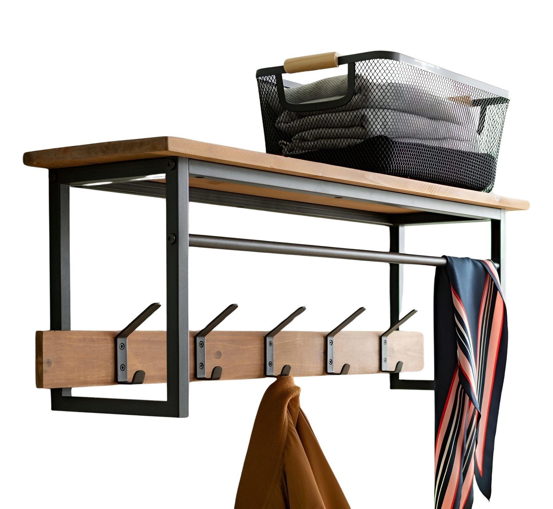 Dekoleidenschaft Wandgarderobe "Industrial" aus Holz & günstig online kaufen