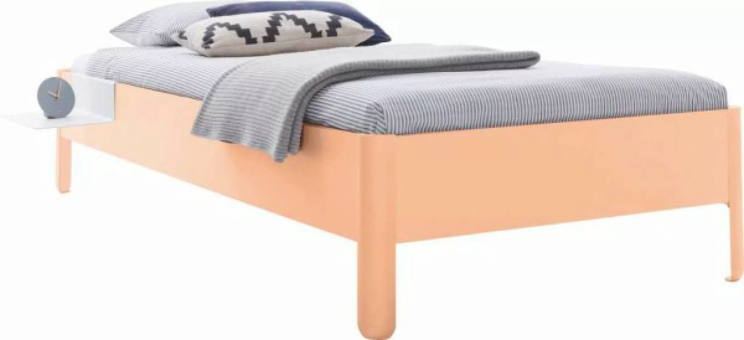 NAIT Einzelbett farbig lackiert 100 x 210cm Ohne Kopfteil Mildorange günstig online kaufen