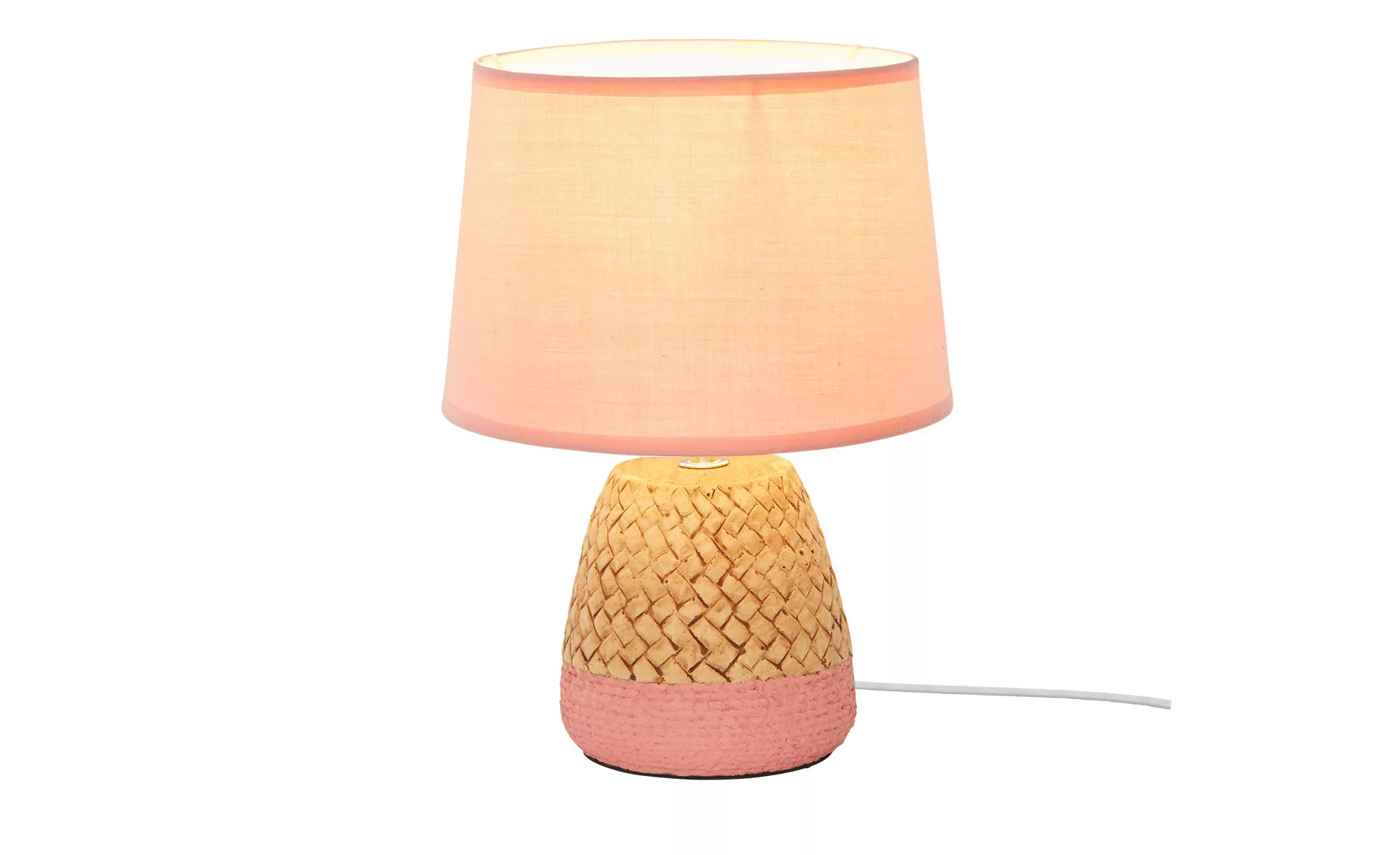 levelone Keramik-Tischleuchte, 1-flammig, Pink mit Seil ¦ rosa/pink ¦ Maße günstig online kaufen