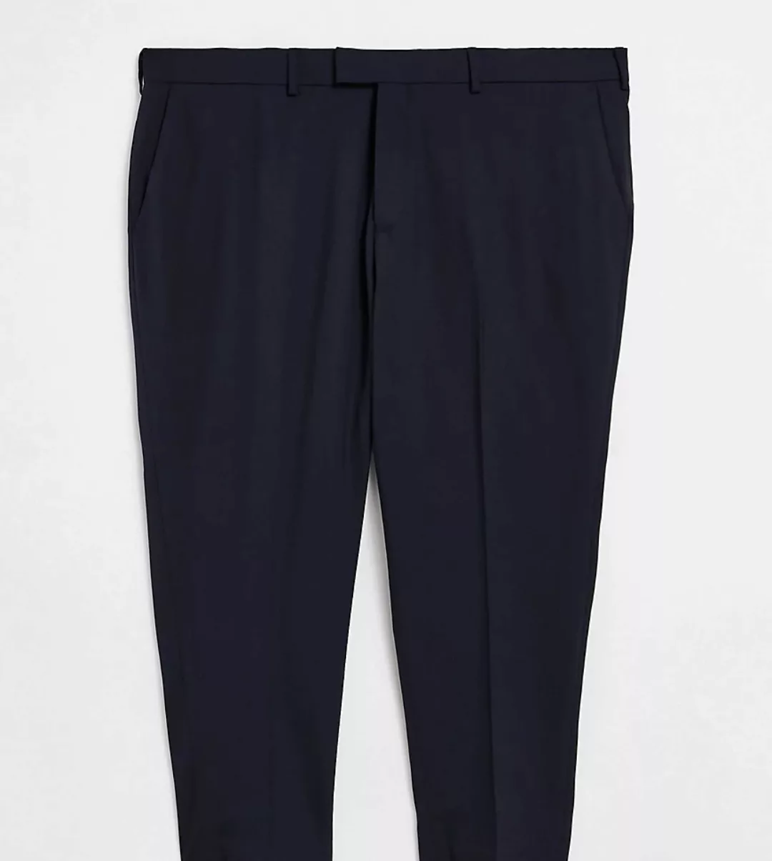 ASOS DESIGN Plus – Elegante, enge und kurz geschnittene Hose in Marineblau günstig online kaufen