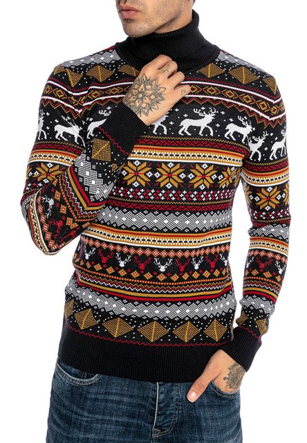 RedBridge Strickpullover mit Rollkragen Festliches Norwegermuster Weihnacht günstig online kaufen