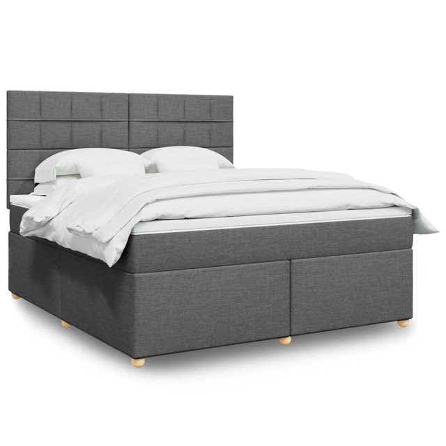 vidaXL Boxspringbett, Boxspringbett mit Matratze Dunkelgrau 180x200 cm Stof günstig online kaufen