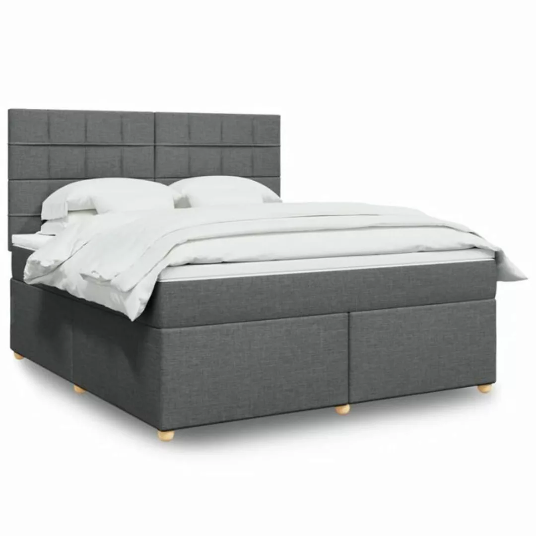 vidaXL Boxspringbett, Boxspringbett mit Matratze Dunkelgrau 180x200 cm Stof günstig online kaufen