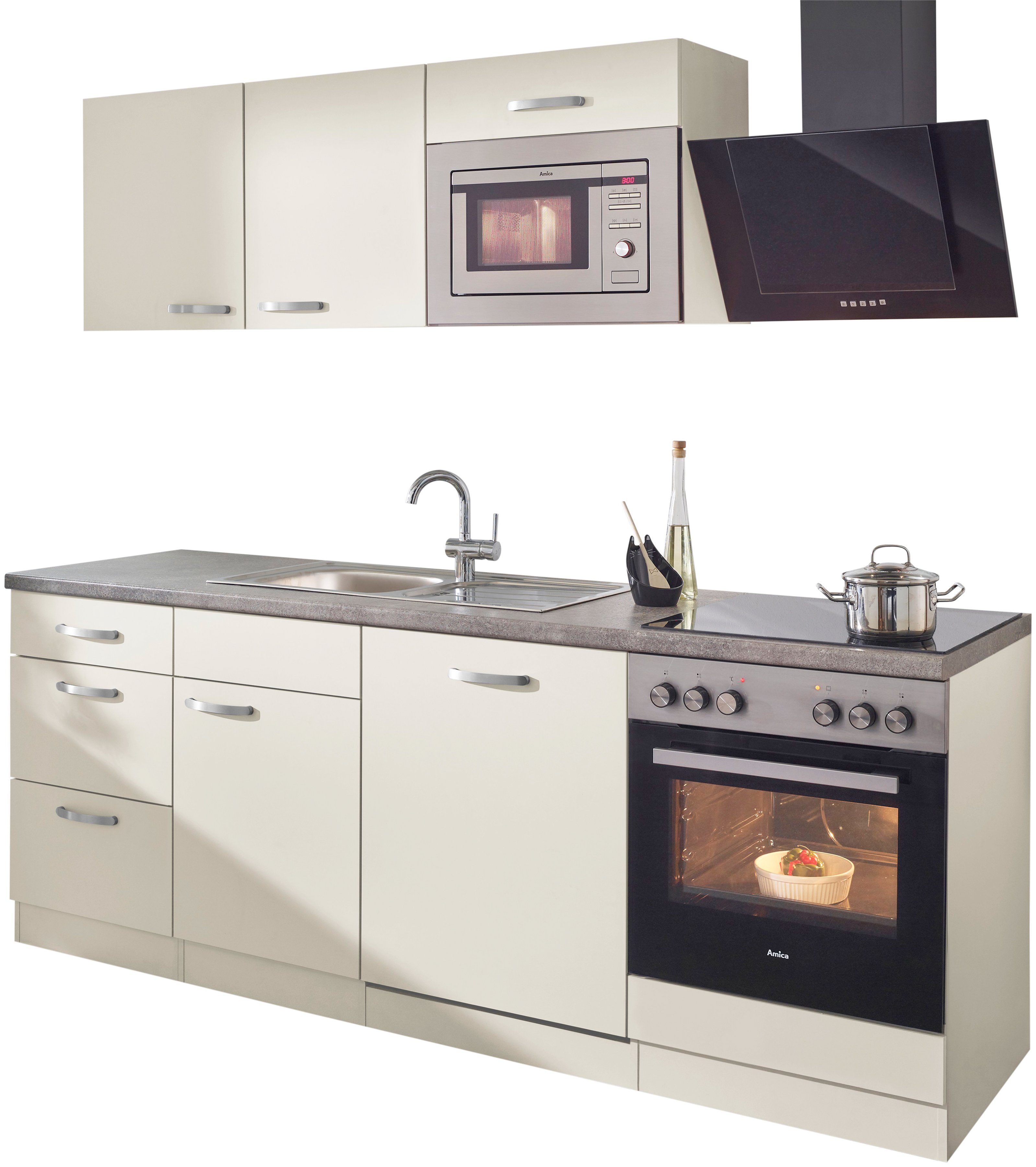 wiho Küchen Küchenzeile "Kansas", mit E-Geräten, Breite 220 cm günstig online kaufen