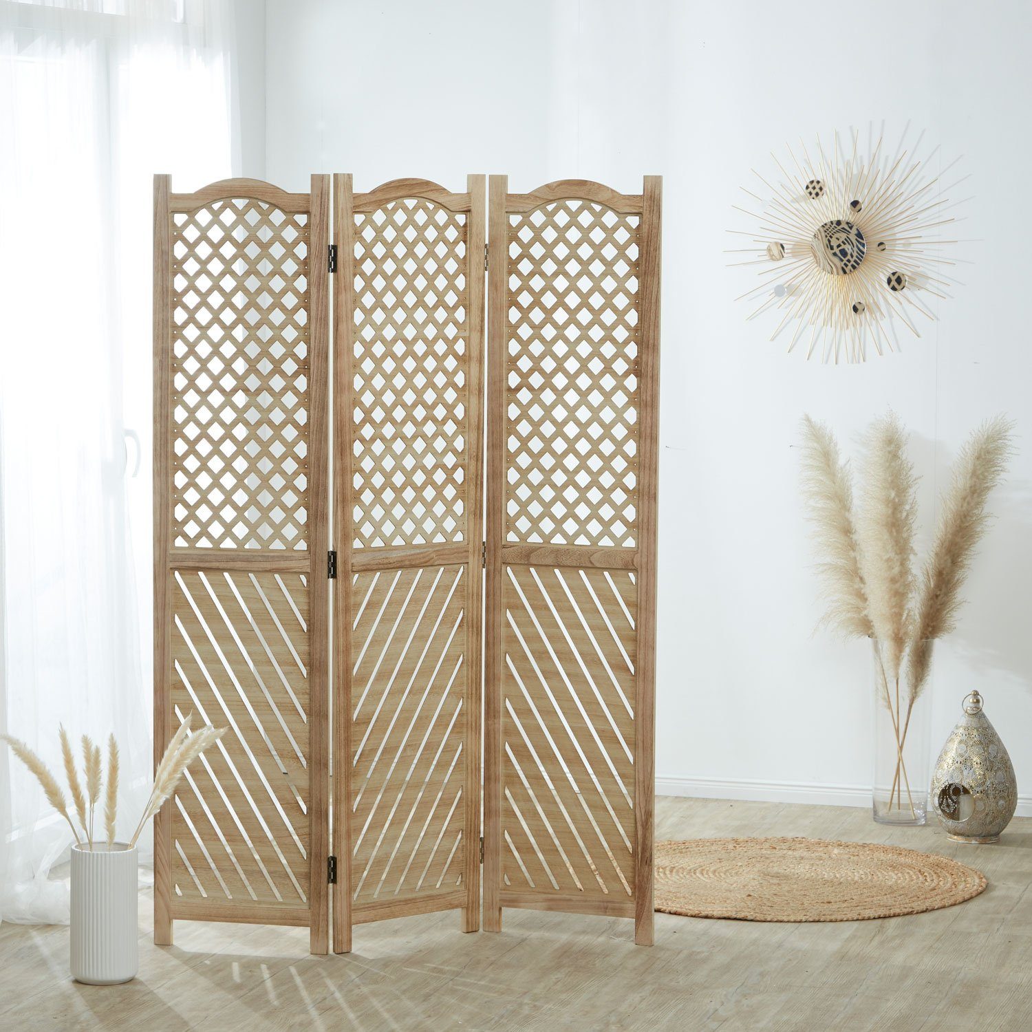 Homestyle4u 3-tlg. Paravent in Braun 120x170 cm 2014 günstig online kaufen