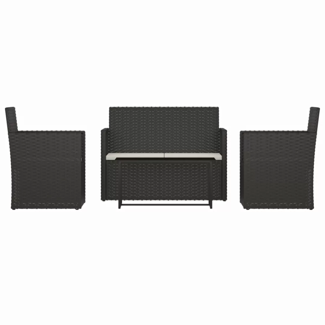 Vidaxl 4-tlg. Garten-lounge-set Mit Kissen Poly Rattan Schwarz günstig online kaufen