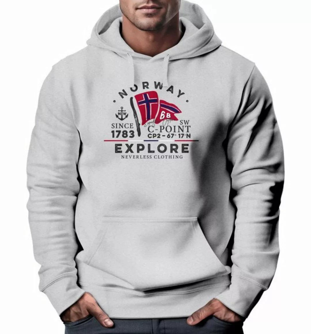 Neverless Hoodie Hoodie Herren Norway Explore norwegische Flagge Norwegen K günstig online kaufen