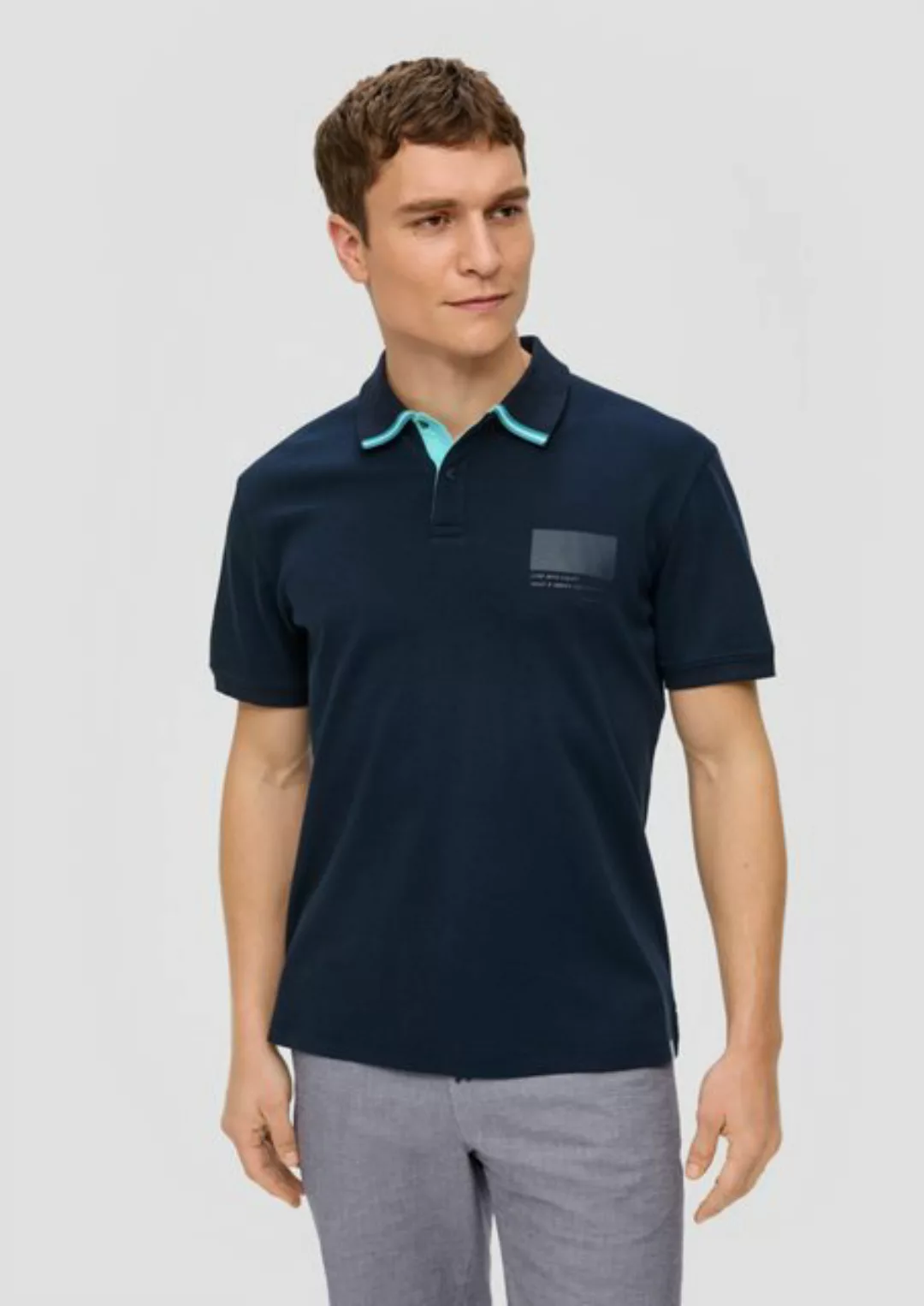 s.Oliver Kurzarmshirt Poloshirt mit Streifen-Detail Streifen-Detail günstig online kaufen