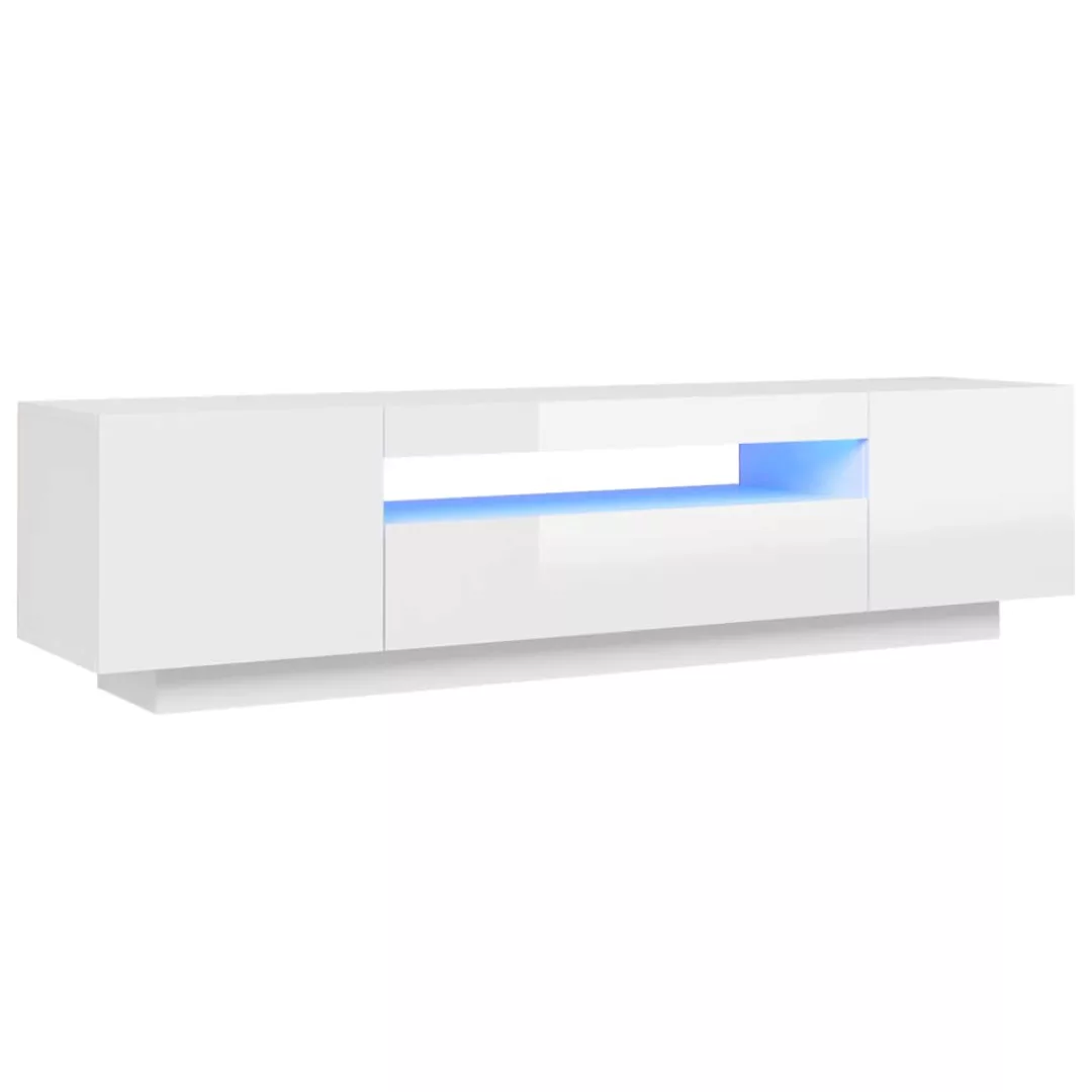 Tv-schrank Mit Led-leuchten Hochglanz-weiß 160x35x40 Cm günstig online kaufen