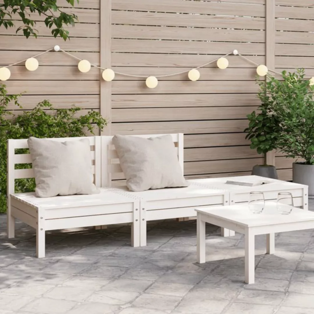 vidaXL Loungesofa Gartensofa 3-Sitzer Weiß Massivholz Kiefer, 1 Teile günstig online kaufen