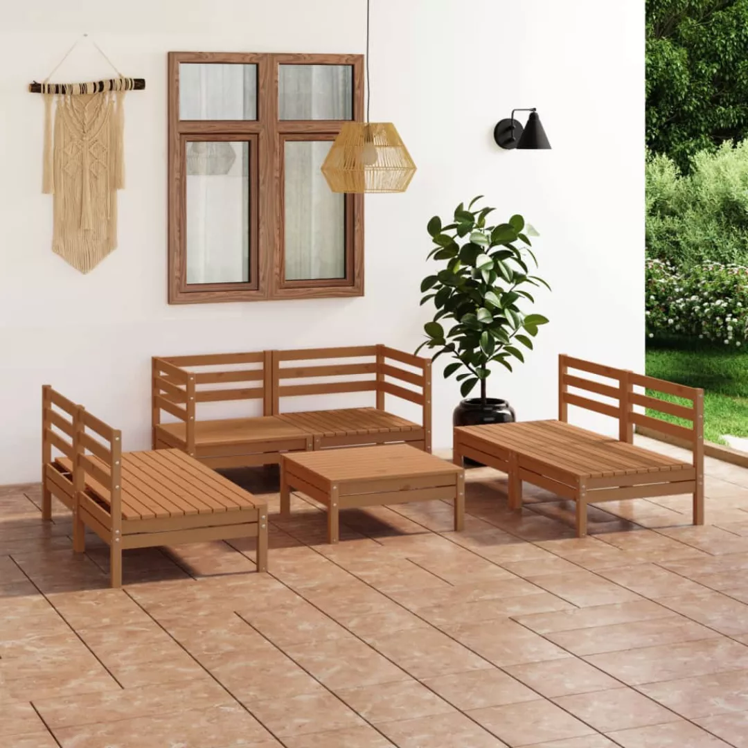 7-tlg. Garten-lounge-set Honigbraun Massivholz Kiefer günstig online kaufen