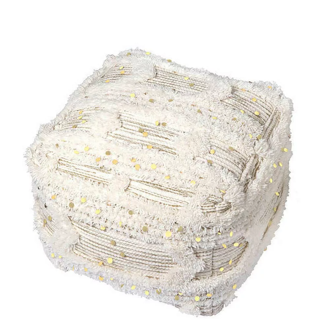 Sitzpouf in Cremeweiß Boho Style günstig online kaufen