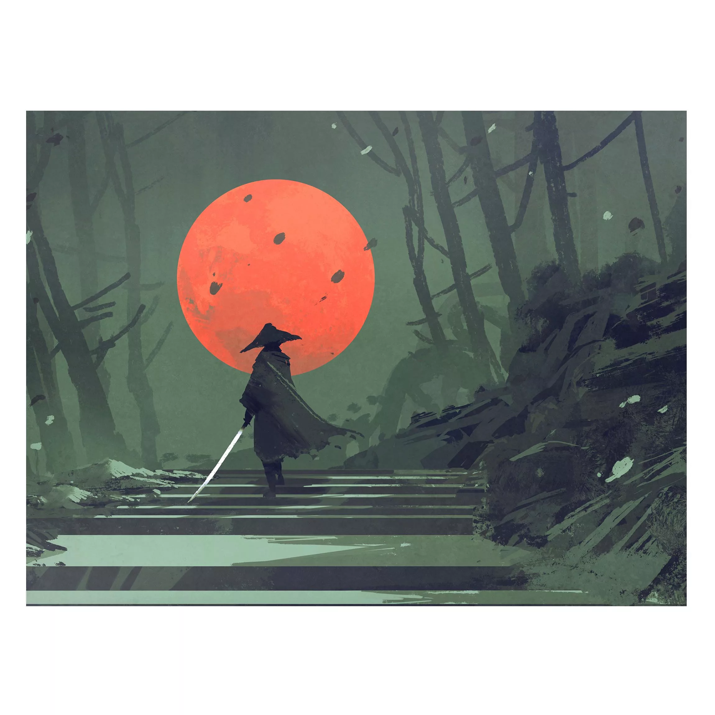 Magnettafel Ninja In Red Moonlight günstig online kaufen