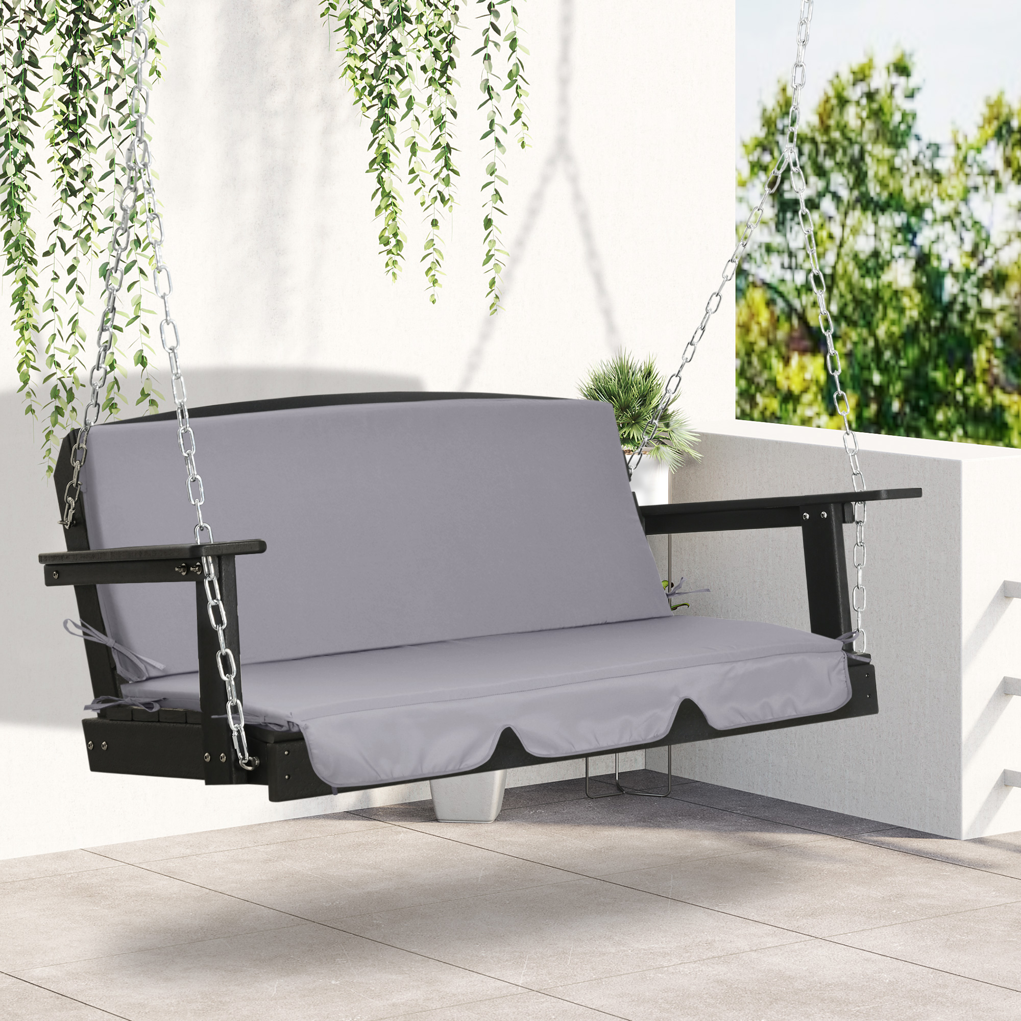 Outsunny Schaukelkissen aus Schaumstoff und Polyester für 3-Sitzer-Gartensc günstig online kaufen