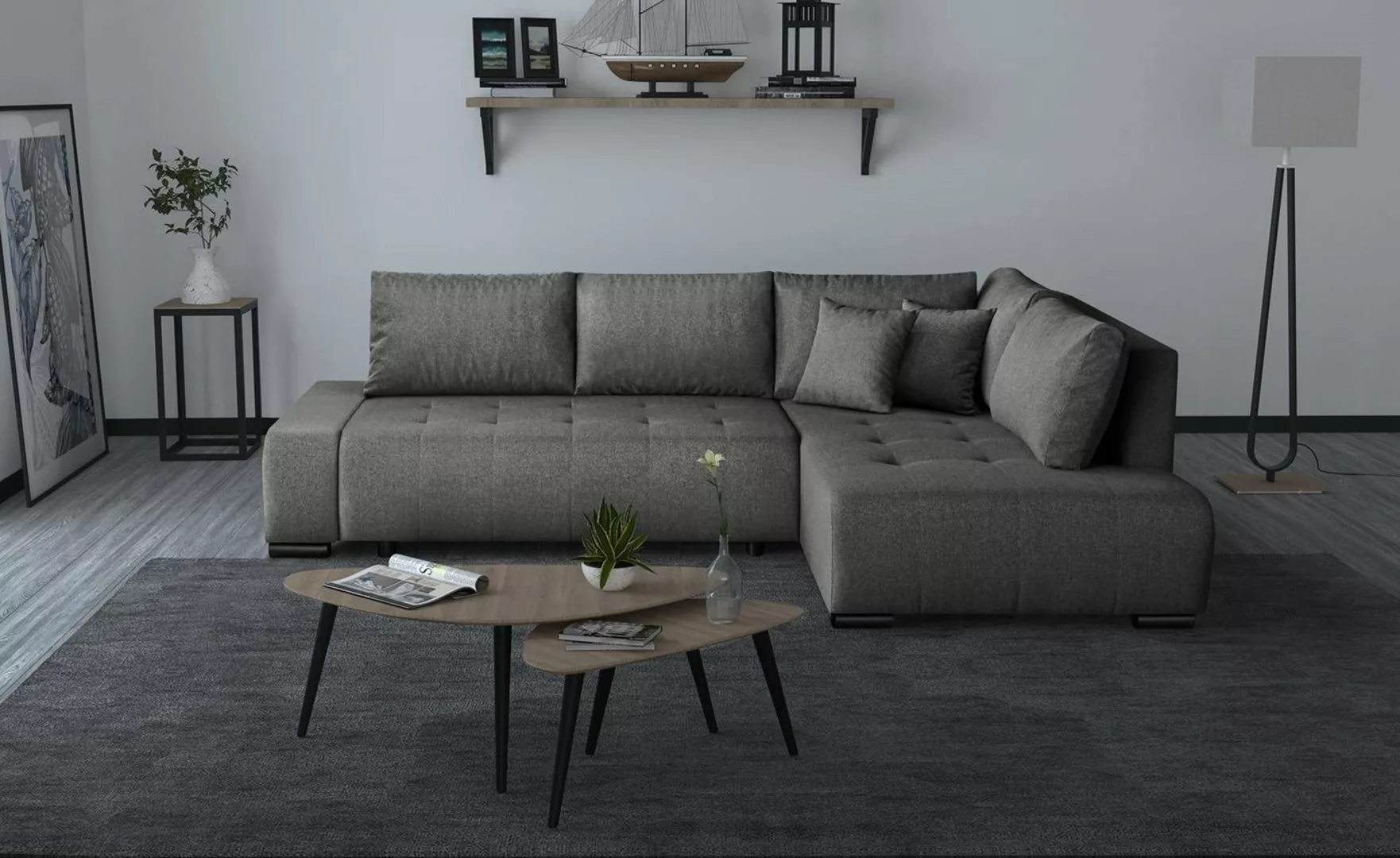 Beautysofa Ecksofa Dante L, mit Schlaffunktion, mit Bettkasten, L-Form Klap günstig online kaufen