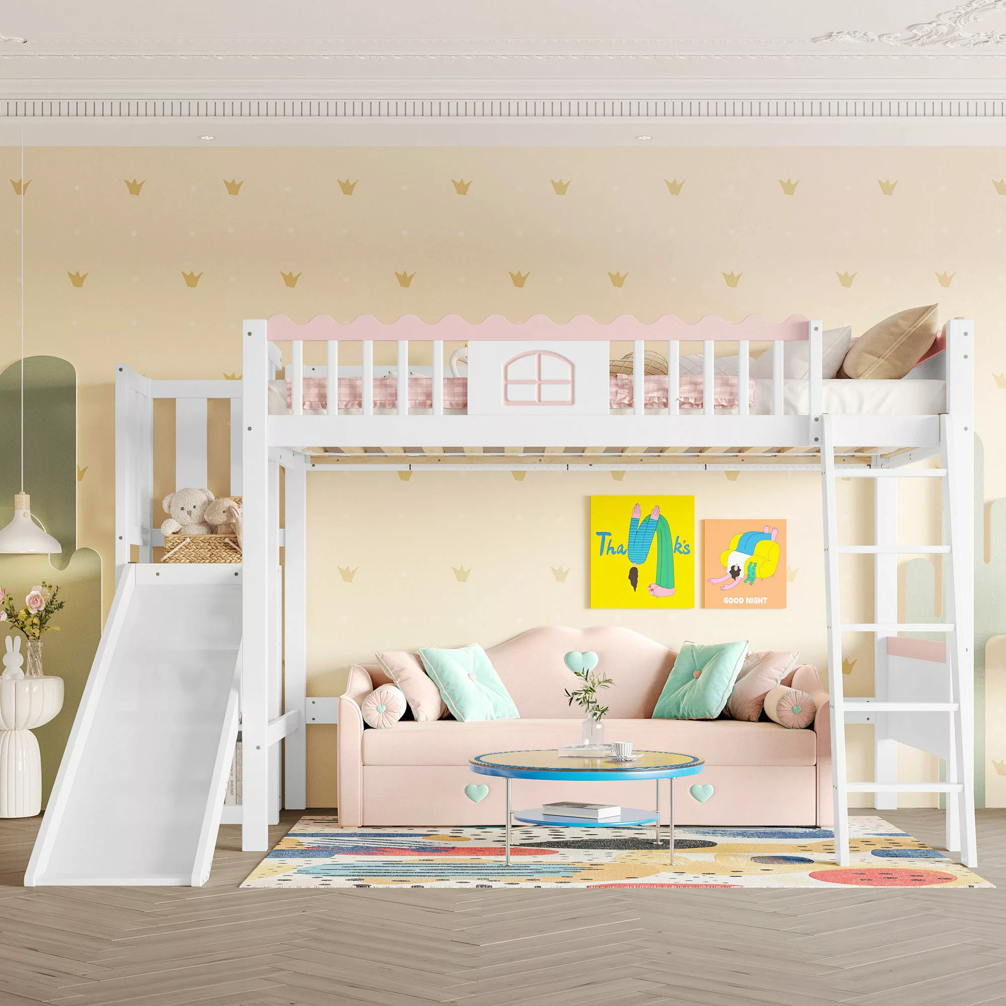 Flieks Hochbett Kinderbett Einzelbett 90x200cm mit günstig online kaufen