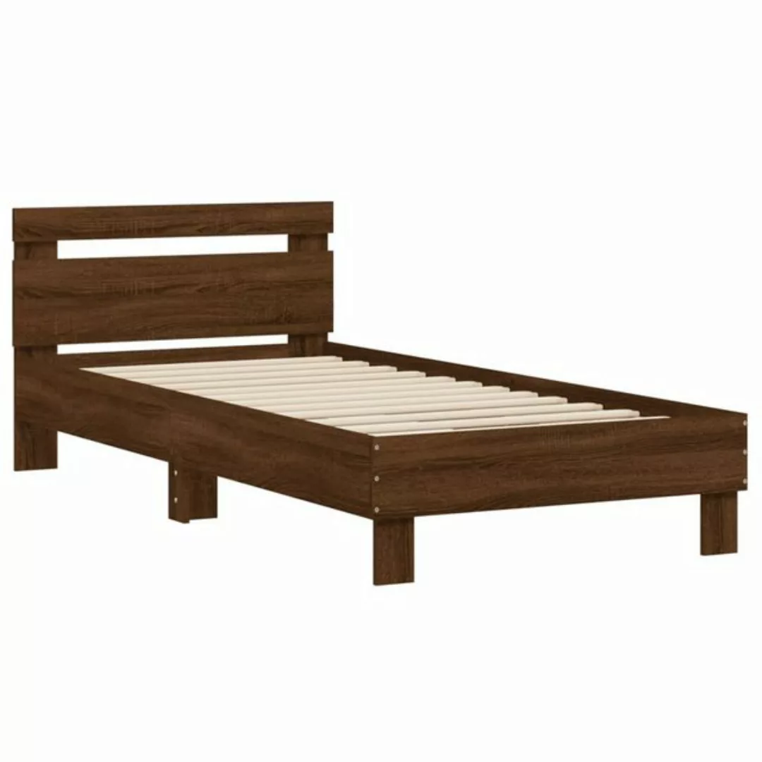 vidaXL Bett Bettgestell mit Kopfteil Braun Eiche 75x190 cm Holzwerkstoff günstig online kaufen