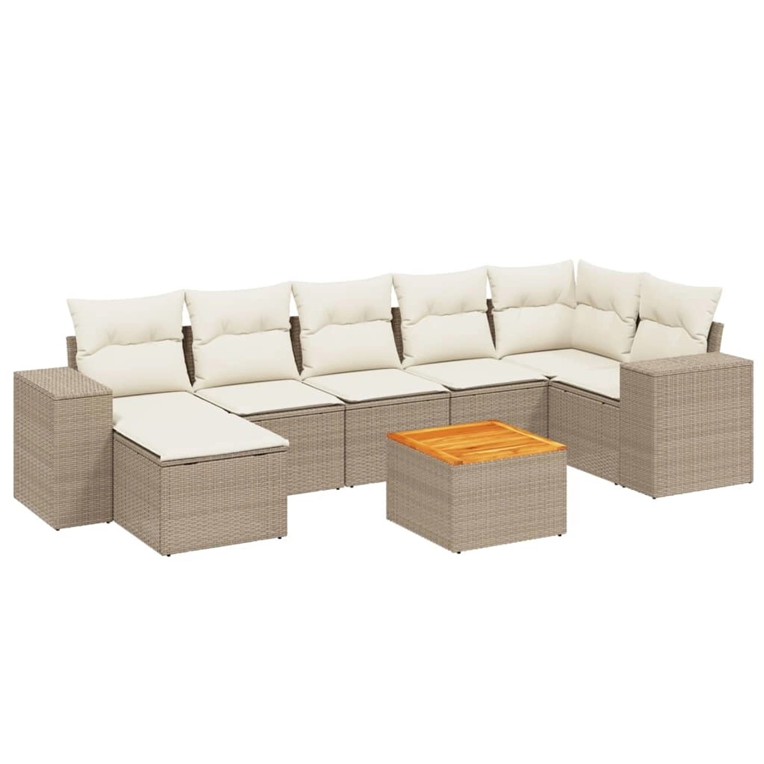 vidaXL 8-Tlg Garten-Sofagarnitur mit Kissen Beige Poly Rattan 3257885 günstig online kaufen